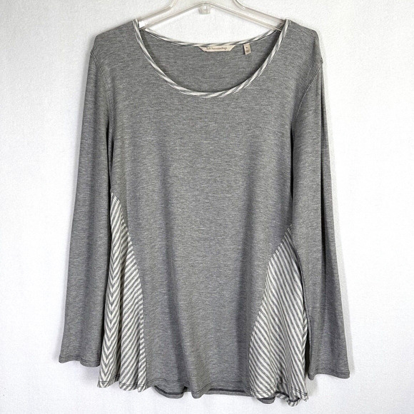 Soft Surroundings Tops - Soft Surroundings Ribbed Knit Tunic Tee Top XL Gray Long Sleeve Soft Casual Soft